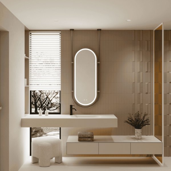 Oval Hanging LED Bathroom Mirror