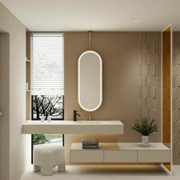 Hanging Oval Led Bathroom Mirror